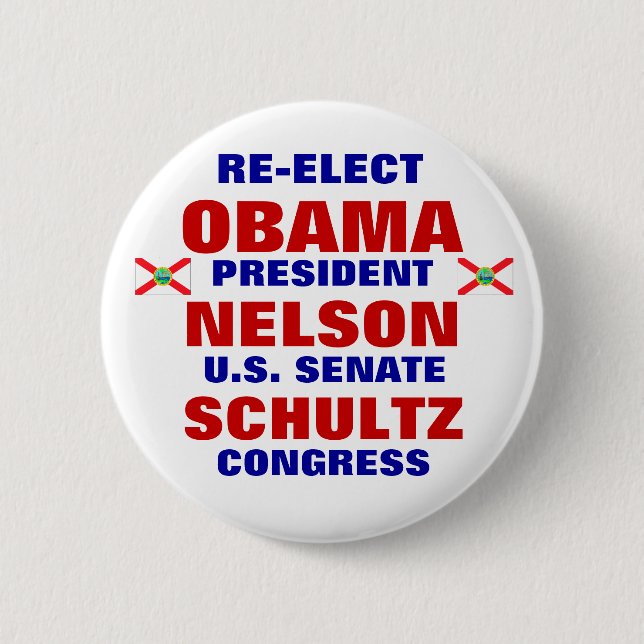 Florida for Obama Nelson Schultz 6 Cm Round Badge (Front)