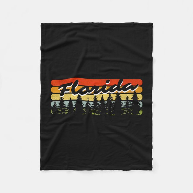 Florida Forest Sunset Trees Cabin Theme Souvenir  Fleece Blanket (Front)