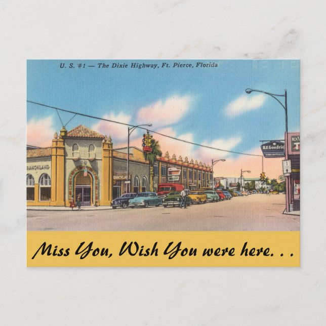 Florida, Ft. Pierce, The Dixie Highway Postcard (Front)