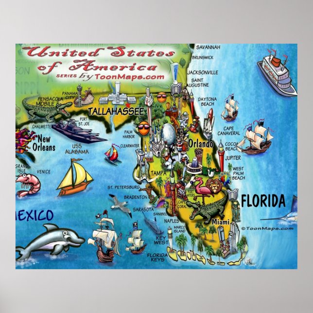Florida Fun Map Poster (Front)