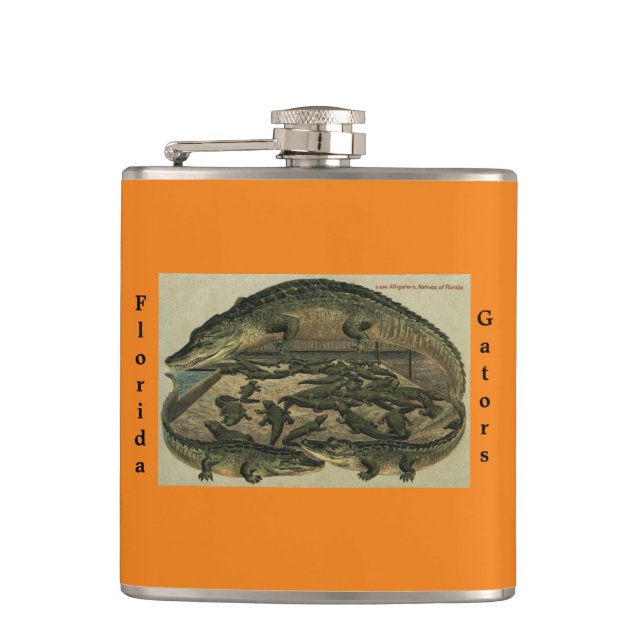 Florida Gators Flask. Vinyl wrapped Hip Flask (Front)