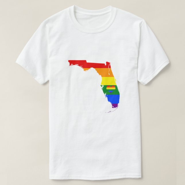 Florida Gay Pride Rainbow Flag Heart GLBTQ Design T-Shirt (Design Front)