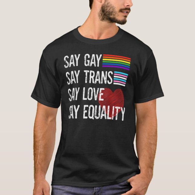 Florida Gay Say Gay Say Trans Stay Proud Lgbtq Gay T-Shirt (Front)