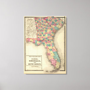 Florida, Georgia, and South Carolina 2 Canvas Print