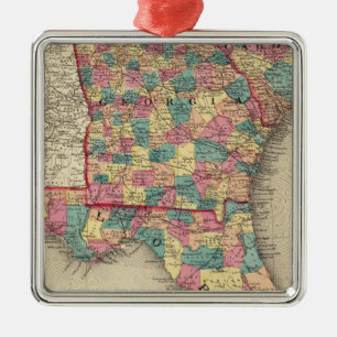 Florida, Georgia, and South Carolina 2 Metal Tree Decoration