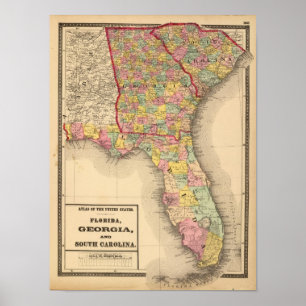 Florida, Georgia, and South Carolina Poster