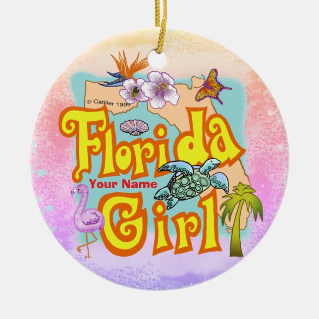 Florida Girl Ceramic Tree Decoration (Front)