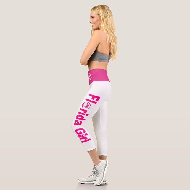 Florida Girl White & Pink High Waisted Capris (Left)