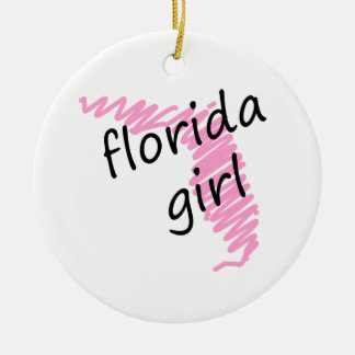 Florida Girl with Scribbled Florida Map Ceramic Tree Decoration