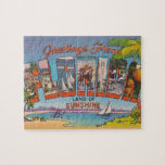 Florida Greetings 8x10 Jigsaw Puzzle<br><div class="desc">Spectacular,  colourful,  beachy vintage postcard Florida Greeting.  We've repurposed it on a  a 110 piece,  8 x 10 jigsaw puzzle.</div>