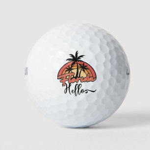 Florida Hello on Sunset Background Golf Balls