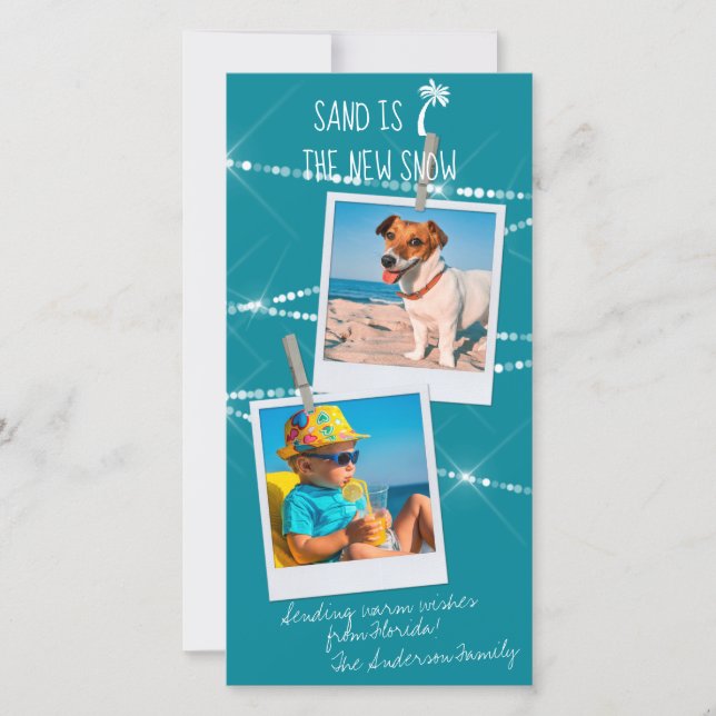 Florida Holiday 2-Photo Sand is the New Snow Card (Front)