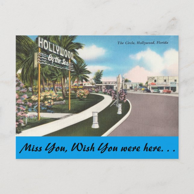 Florida, Hollywood, The Circle Postcard (Front)