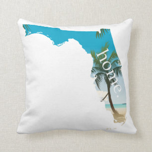 FLORIDA Home  Beach Ocean Palm Tree Filled Cushion