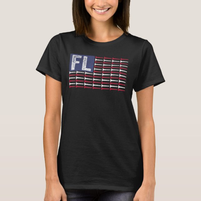 Florida Home State Fl American Flag Patriotic Golf T-Shirt (Front)