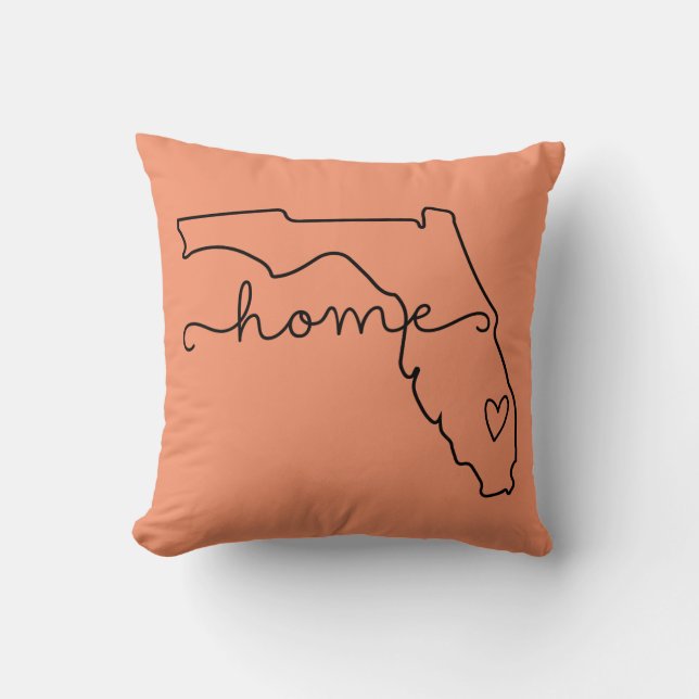 Florida Home State Love, Moveable Location Heart Cushion (Front)