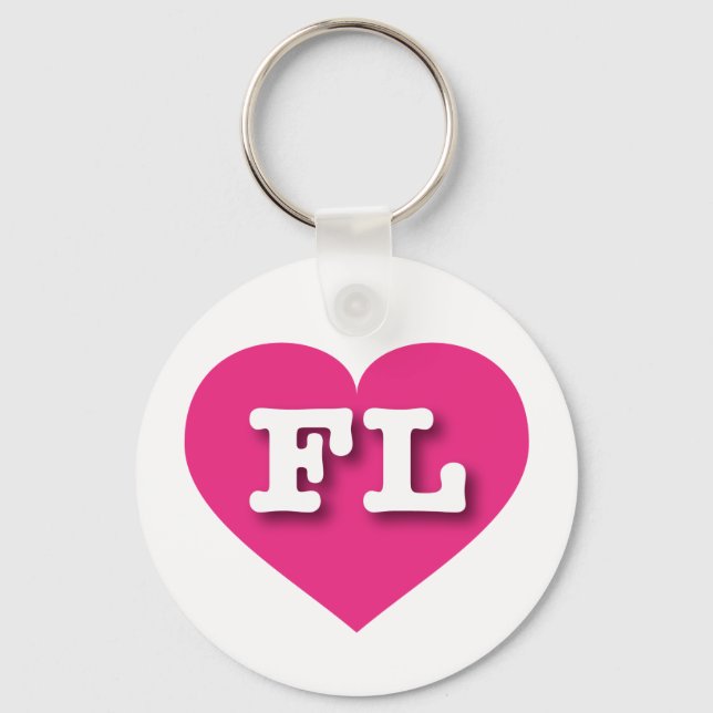 Florida Hot PInk Heart - I love FL Key Ring (Front)