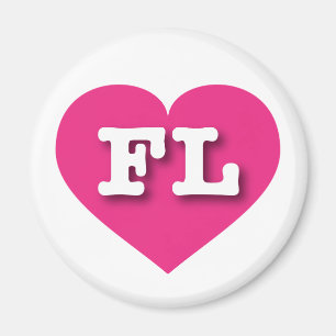 Florida Hot PInk Heart - I love FL Magnet