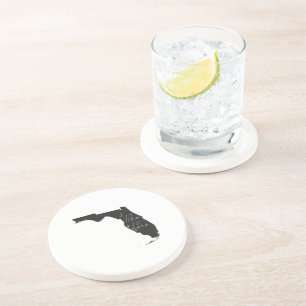 Florida I Like It Here State Silhouette Black Coaster
