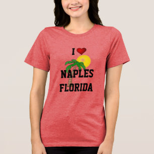 Florida: I Love Naples, Florida palm tree and sun Tri-Blend Shirt