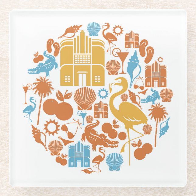 Florida Icons Glass Coaster (Front)