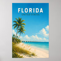 Florida Illustration Travel Art Vintage