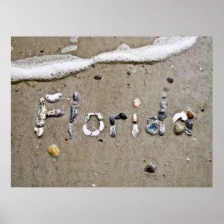 Florida in Seashells on the Beach Poster