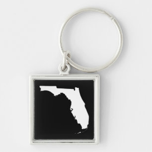 Florida in White and Black Key Ring
