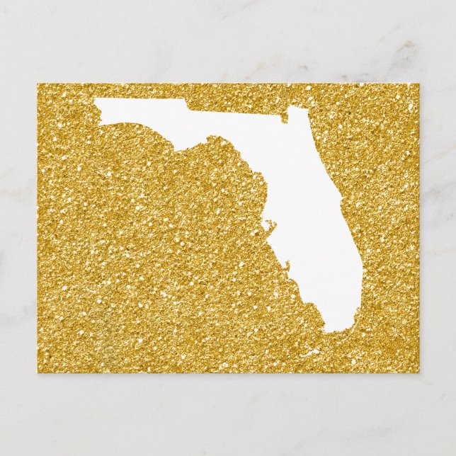 Florida in White and Gold Glitter Postcard (Front)