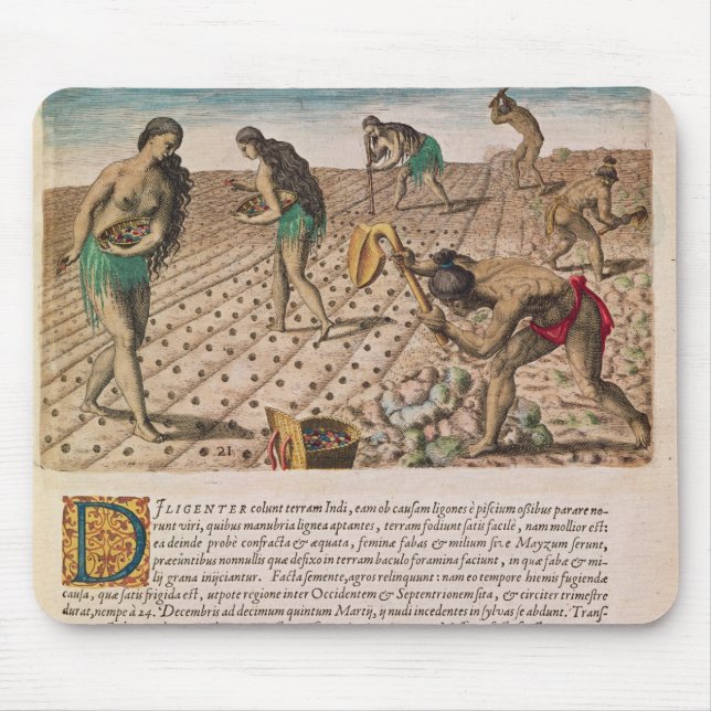 Florida Indians planting maize Mouse Mat (Front)