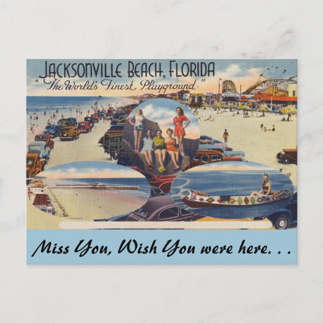 Florida, Jacksonville, Beach Scenes Postcard (Front)