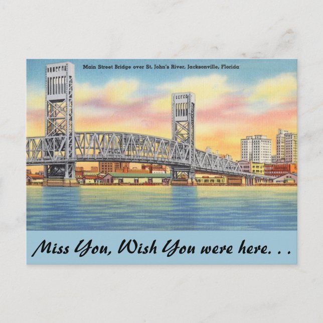 Florida, Jacksonville, Main St. Bridge Postcard (Front)