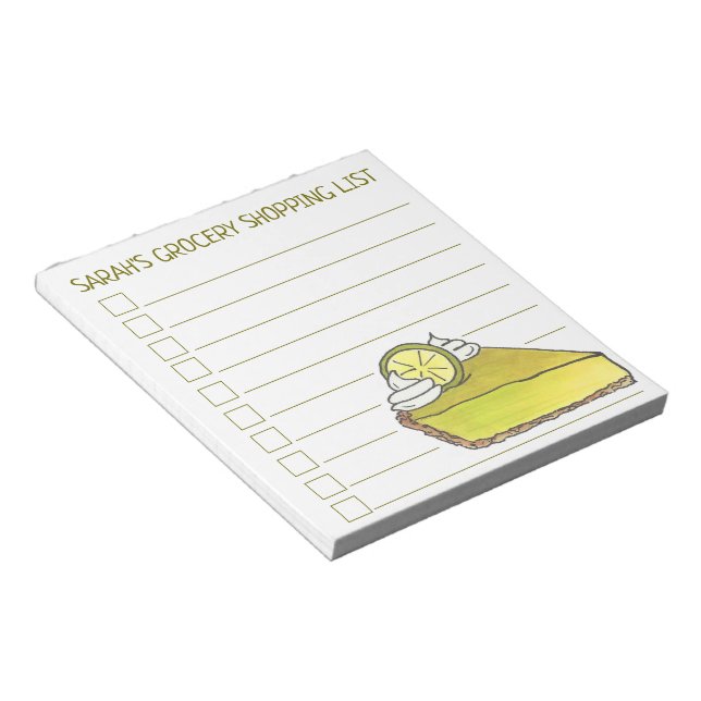 Florida Key Lime Pie Slice Foodie Grocery List Notepad (Angled)