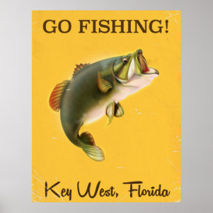 Florida Key West vintage fishing poster