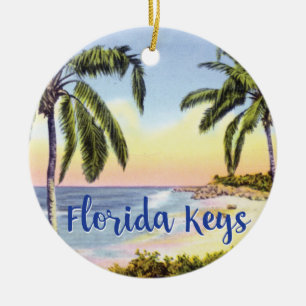 Florida Keys beach scene Ceramic Tree Decoration