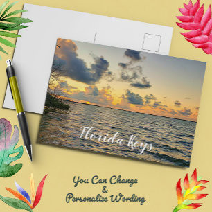 Florida Keys Golden Sun Down Sunset Postcard