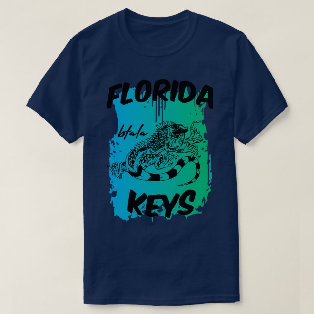 Florida Keys Iguana Design T-Shirt (Design Front)