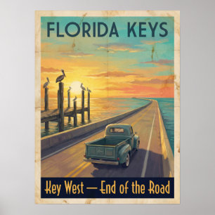 Florida Keys Key West Vintage Retro Travel Poster