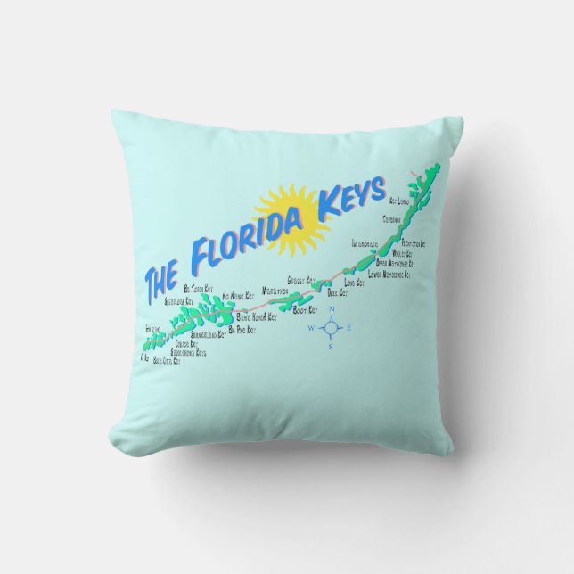 Florida Keys Map retro illustration Cushion (Front)