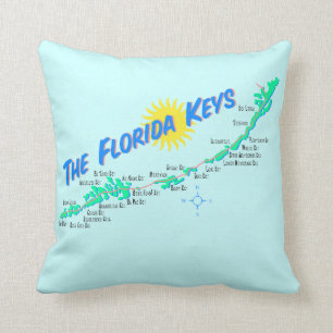 Florida Keys Map retro illustration Cushion