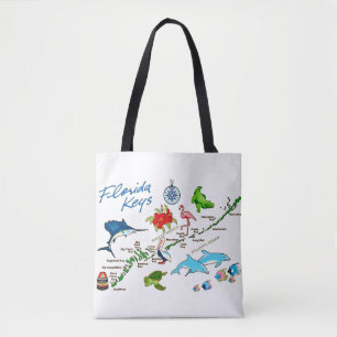 Florida Keys Map Shoulder Tote Bag