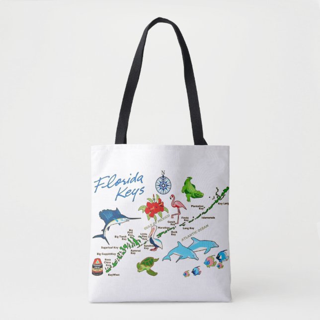 Florida Keys Map Shoulder  Tote Bag (Front)