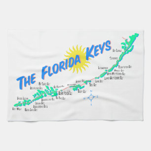 Florida Keys Map Tea Towel