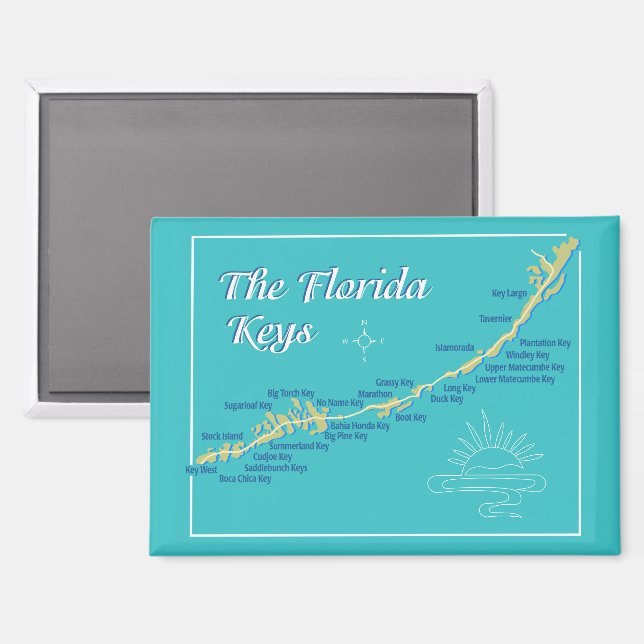 Florida Keys Map with Island Names Magnet (Front/Back)