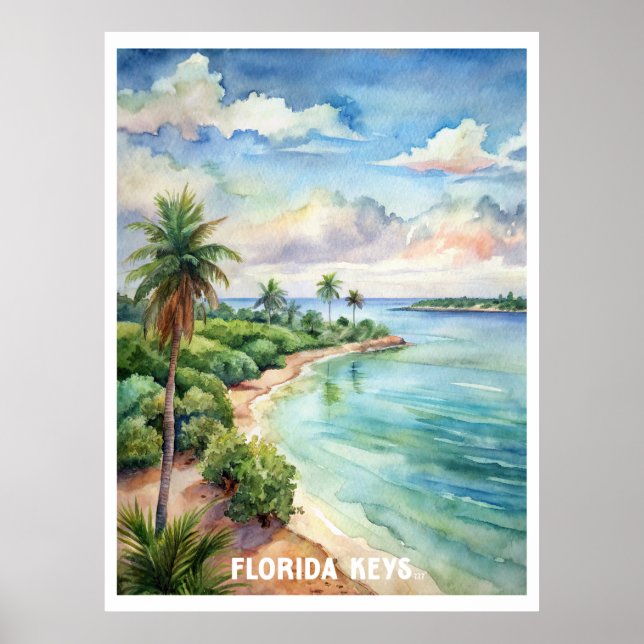 Florida Keys National Park Watercolor Painting Poster (Front)