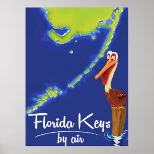 Florida Keys Pelican Vintage travel poster