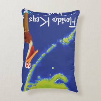 Florida Keys Pelican Vintage travel poster Decorative Cushion