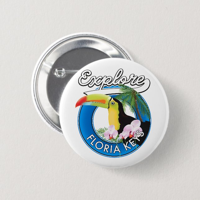 Florida keys retro logo 6 cm round badge (Front & Back)