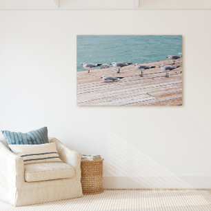 Florida Keys Seagulls on Ocean Pier Canvas Print