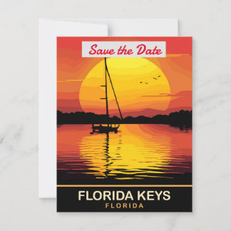 Florida Keys Sunset Sailboat Wedding Invitation